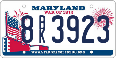 MD license plate 8BK3923