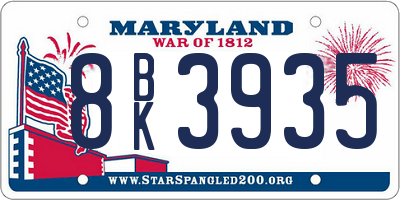 MD license plate 8BK3935