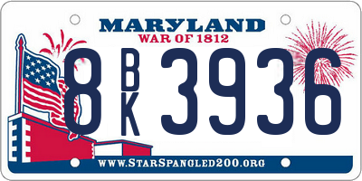 MD license plate 8BK3936