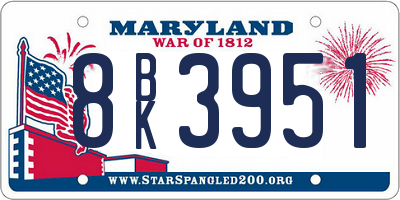 MD license plate 8BK3951