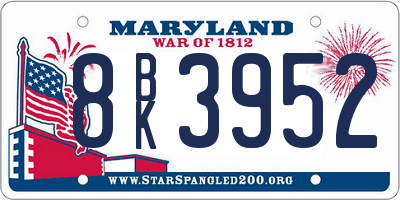 MD license plate 8BK3952