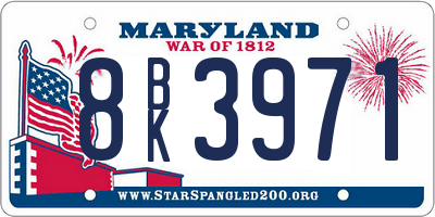 MD license plate 8BK3971