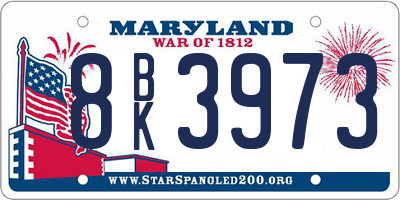 MD license plate 8BK3973
