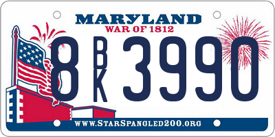 MD license plate 8BK3990