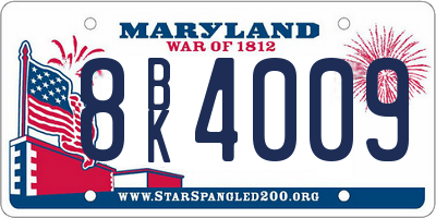 MD license plate 8BK4009