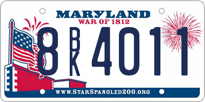 MD license plate 8BK4011