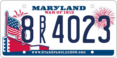 MD license plate 8BK4023