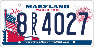 MD license plate 8BK4027