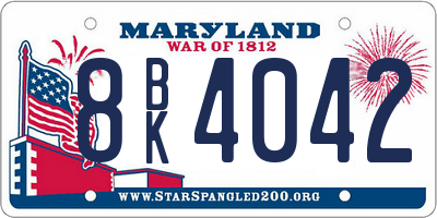 MD license plate 8BK4042