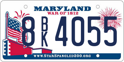 MD license plate 8BK4055