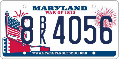 MD license plate 8BK4056