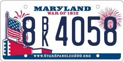 MD license plate 8BK4058