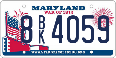 MD license plate 8BK4059