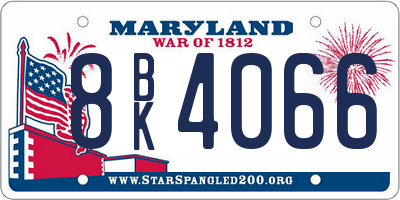 MD license plate 8BK4066