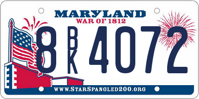 MD license plate 8BK4072