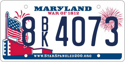 MD license plate 8BK4073