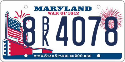 MD license plate 8BK4078
