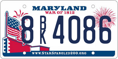 MD license plate 8BK4086
