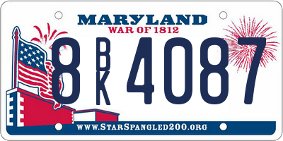 MD license plate 8BK4087
