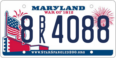 MD license plate 8BK4088