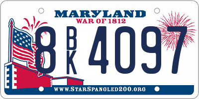 MD license plate 8BK4097