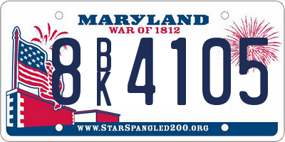 MD license plate 8BK4105