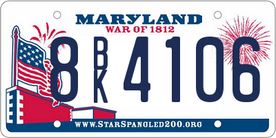MD license plate 8BK4106