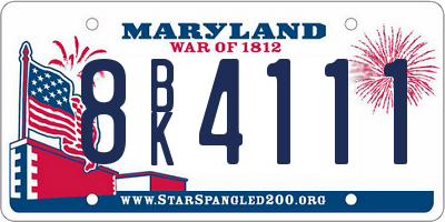 MD license plate 8BK4111
