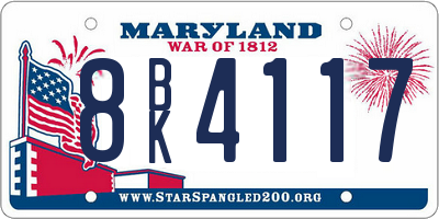 MD license plate 8BK4117