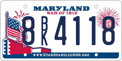 MD license plate 8BK4118
