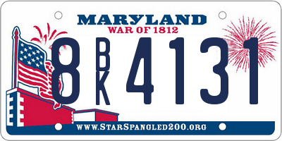 MD license plate 8BK4131