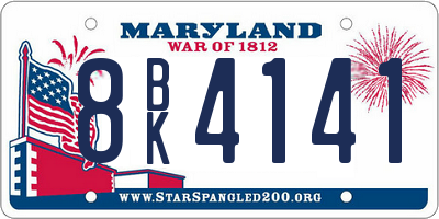 MD license plate 8BK4141