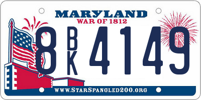 MD license plate 8BK4149