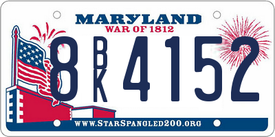 MD license plate 8BK4152