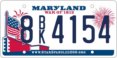 MD license plate 8BK4154