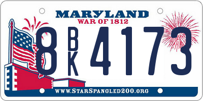 MD license plate 8BK4173