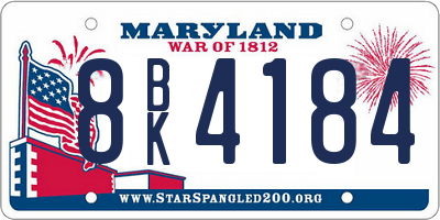MD license plate 8BK4184