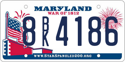 MD license plate 8BK4186
