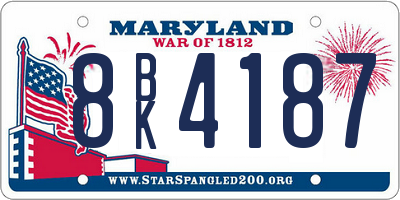 MD license plate 8BK4187