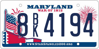 MD license plate 8BK4194