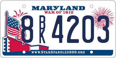 MD license plate 8BK4203