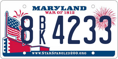 MD license plate 8BK4233