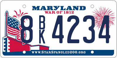 MD license plate 8BK4234