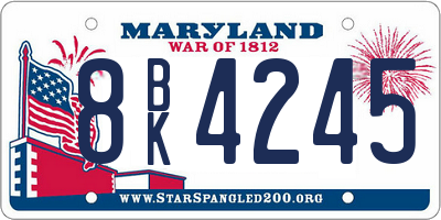 MD license plate 8BK4245