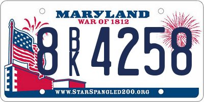 MD license plate 8BK4258