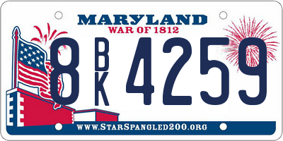 MD license plate 8BK4259
