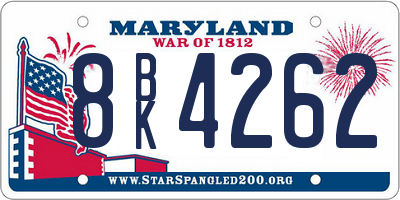 MD license plate 8BK4262