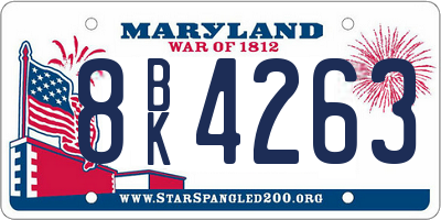 MD license plate 8BK4263