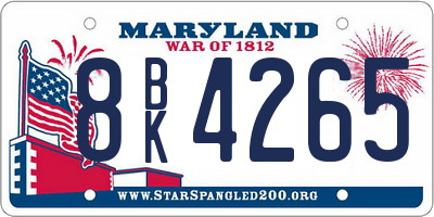 MD license plate 8BK4265