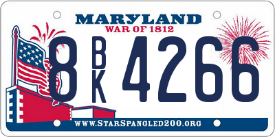 MD license plate 8BK4266